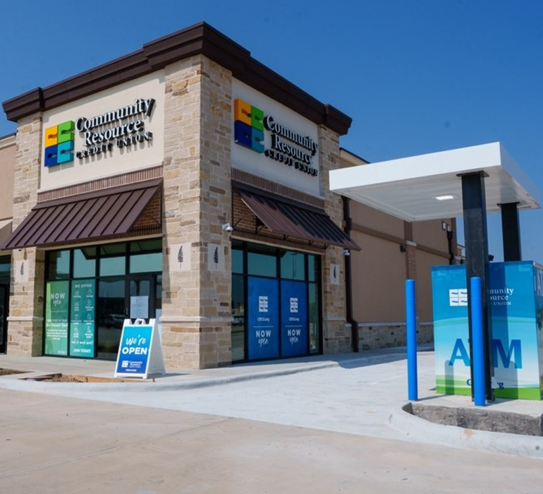 Outside of Community Resource Credit Unions New Caney Branch.
